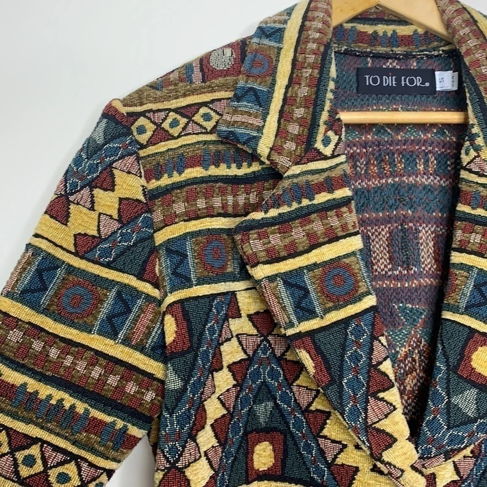 To Die For || 100% Cotton Vintage Cropped Woven Tapestry Southwestern Jacket S